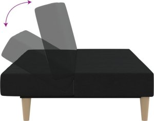 vidaXL Rozkładana kanapa 2-osobowa, czarna, tapicerowana tkaniną 7