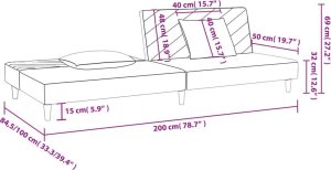 vidaXL 2-osobowa kanapa, 2 poduszki, żółta, aksamitna 11