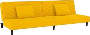 vidaXL 2-osobowa kanapa, 2 poduszki, żółta, aksamitna 2