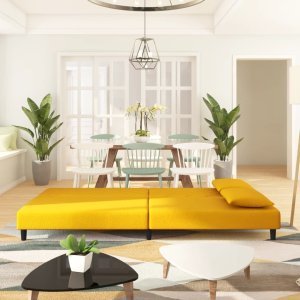 vidaXL 2-osobowa kanapa, 2 poduszki, żółta, aksamitna 3