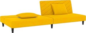 vidaXL 2-osobowa kanapa, 2 poduszki, żółta, aksamitna 4