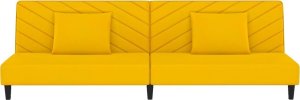 vidaXL 2-osobowa kanapa, 2 poduszki, żółta, aksamitna 5