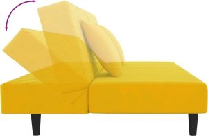 vidaXL 2-osobowa kanapa, 2 poduszki, żółta, aksamitna 7
