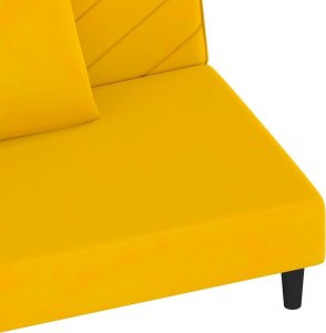 vidaXL 2-osobowa kanapa, 2 poduszki, żółta, aksamitna 9