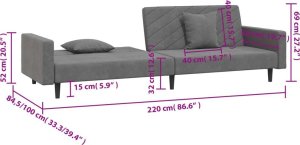 vidaXL 2-osobowa kanapa, 2 poduszki, ciemnoszara, aksamitna 11