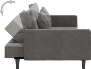vidaXL 2-osobowa kanapa, 2 poduszki, ciemnoszara, aksamitna 7