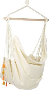 Beliani Fotel wiszący krzesło brazylijskie bawełniane beżowe VARENA 5