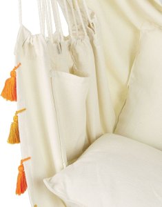 Beliani Fotel wiszący krzesło brazylijskie bawełniane beżowe VARENA 6