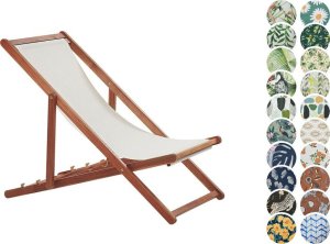 Beliani Leżak ogrodowy i zestaw 2 wymiennych tkanin (różne warianty) ciemne drewno ANZIO 3