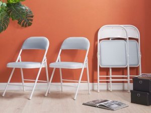 Beliani Zestaw 4 krzeseł składanych jasnoszary SPARKS 3