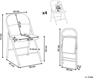 Beliani Zestaw 4 krzeseł składanych jasnoszary SPARKS 10