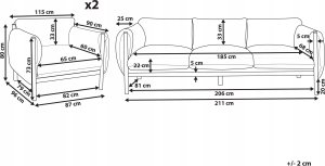Beliani Zestaw ogrodowy sofa 3-osobowa z fotelami jasnoszary ESPERIA 7