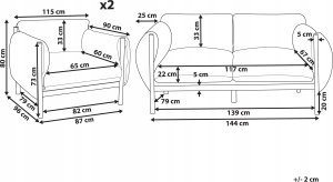 Beliani Zestaw ogrodowy sofa 2-osobowa z fotelami jasnoszary ESPERIA 7