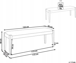 Beliani Ławka do jadalni tapicerowana jasne drewno z szarym ELYRIA 3