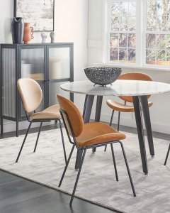 Beliani Zestaw 2 krzeseł do jadalni ekoskóra złoty brąz LUANA 2