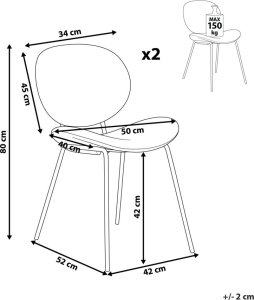 Beliani Zestaw 2 krzeseł do jadalni ekoskóra złoty brąz LUANA 9