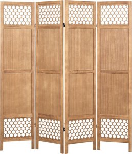 Beliani 4-panelowy składany parawan pokojowy drewniany 170 x 163 cm jasne drewno CERTOSA 4