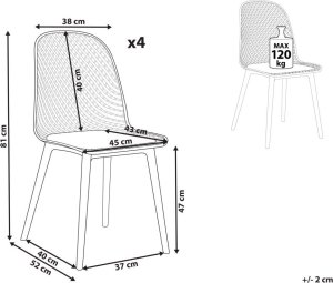 Beliani Zestaw 4 krzeseł do jadalni jasnoniebieski EMORY 9