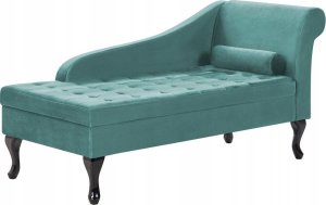 Beliani Szezlong welurowy ze schowkiem prawostronny lazurowy PESSAC 3