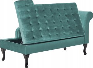 Beliani Szezlong welurowy ze schowkiem prawostronny lazurowy PESSAC 4