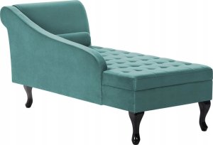 Beliani Szezlong welurowy ze schowkiem prawostronny lazurowy PESSAC 5