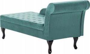 Beliani Szezlong welurowy ze schowkiem prawostronny lazurowy PESSAC 6