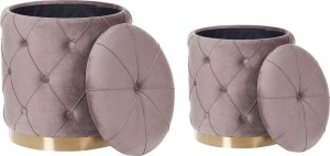 Beliani Zestaw 2 pufów ze schowkiem beżowo-szary PUEBLO 3