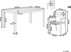 Beliani Zestaw ogrodowy stół i 6 krzeseł jasne drewno COMO 10