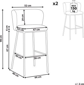 Beliani Zestaw 2 krzeseł barowych boucle szary MINA 9