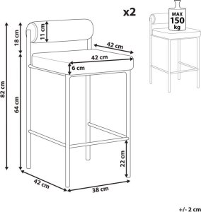 Beliani Zestaw 2 krzeseł barowych lazurowy AMAYA 9