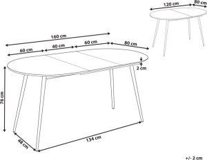 Beliani Stół do jadalni rozkładany 120/160 x 80 cm biały STAVERTON 8