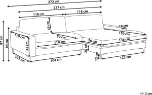Beliani Narożnik lewostronny złamana biel MALOY 10