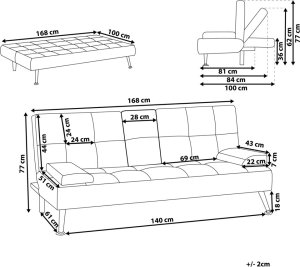 Beliani Sofa rozkładana beżowa ROXEN 8