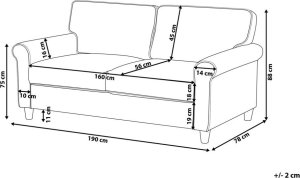 Beliani Sofa 3-osobowa jasnobrązowa RONNEBY 10