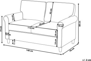 Beliani Sofa 2-osobowa jasnobrązowa RONNEBY 10