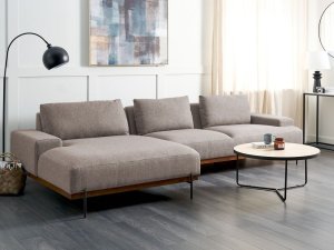 Beliani Narożnik prawostronny jasnobrązowy MARIFERD 3