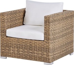 Beliani Zestaw ogrodowy modułowy z technorattanu 8-osobowy prawostronny jasnobrązowy XXL 7