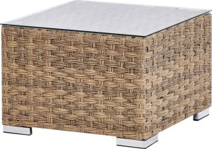 Beliani Zestaw ogrodowy modułowy z technorattanu 8-osobowy prawostronny jasnobrązowy XXL 9