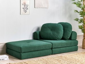 Beliani Sofa rozkładana jednoosobowa ciemnozielona OLDEN 2