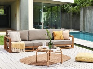 Beliani Sofa ogrodowa 3-osobowa jasna TIMOR II 2