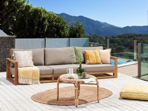 Beliani Sofa ogrodowa 3-osobowa jasna TIMOR II 3