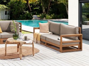 Beliani Sofa ogrodowa 2-osobowa jasna TIMOR II 2