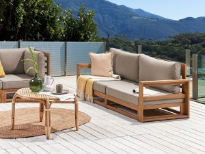 Beliani Sofa ogrodowa 2-osobowa jasna TIMOR II 3