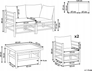 Beliani Zestaw ogrodowy bambusowy 4-osobowy beżowoszary CERRETO 3