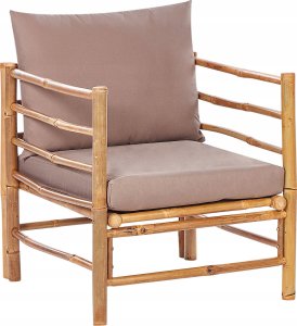 Beliani Zestaw ogrodowy bambusowy 4-osobowy beżowoszary CERRETO 6