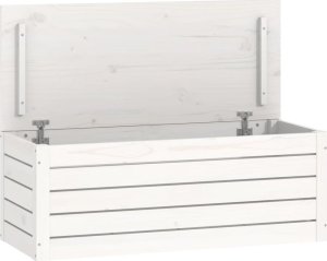 vidaXL Skrzynia do przechowywania, biała, 89x36,5x33 cm, lita sosna 2