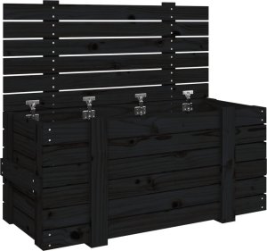 vidaXL Skrzynia do przechowywania, czarna, 91x40,5x42 cm, sosnowa 2