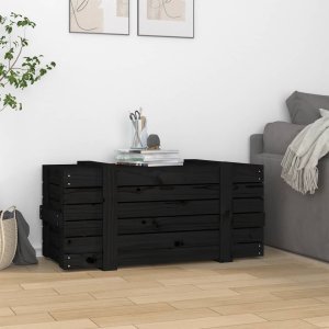 vidaXL Skrzynia do przechowywania, czarna, 91x40,5x42 cm, sosnowa 3