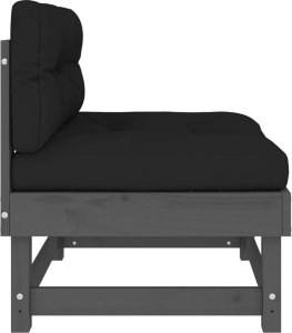 vidaXL Siedziska środkowe z poduszkami, 2 szt., szare, drewno sosnowe 6