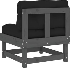 vidaXL Siedziska środkowe z poduszkami, 2 szt., szare, drewno sosnowe 7